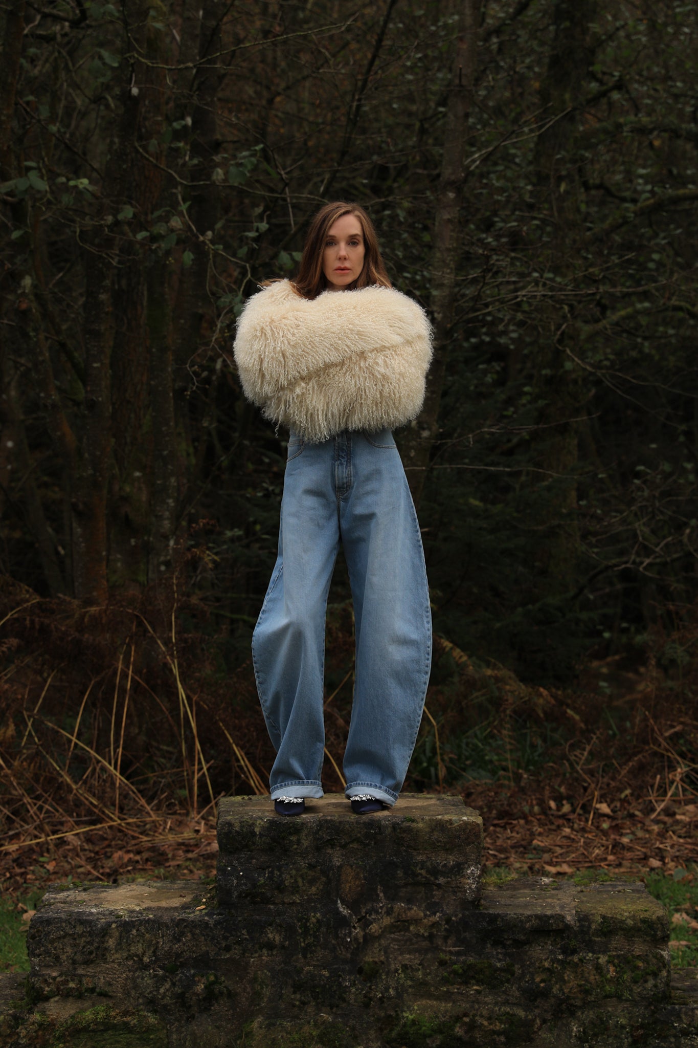 Rosa Shearling Sleeves in Ivory