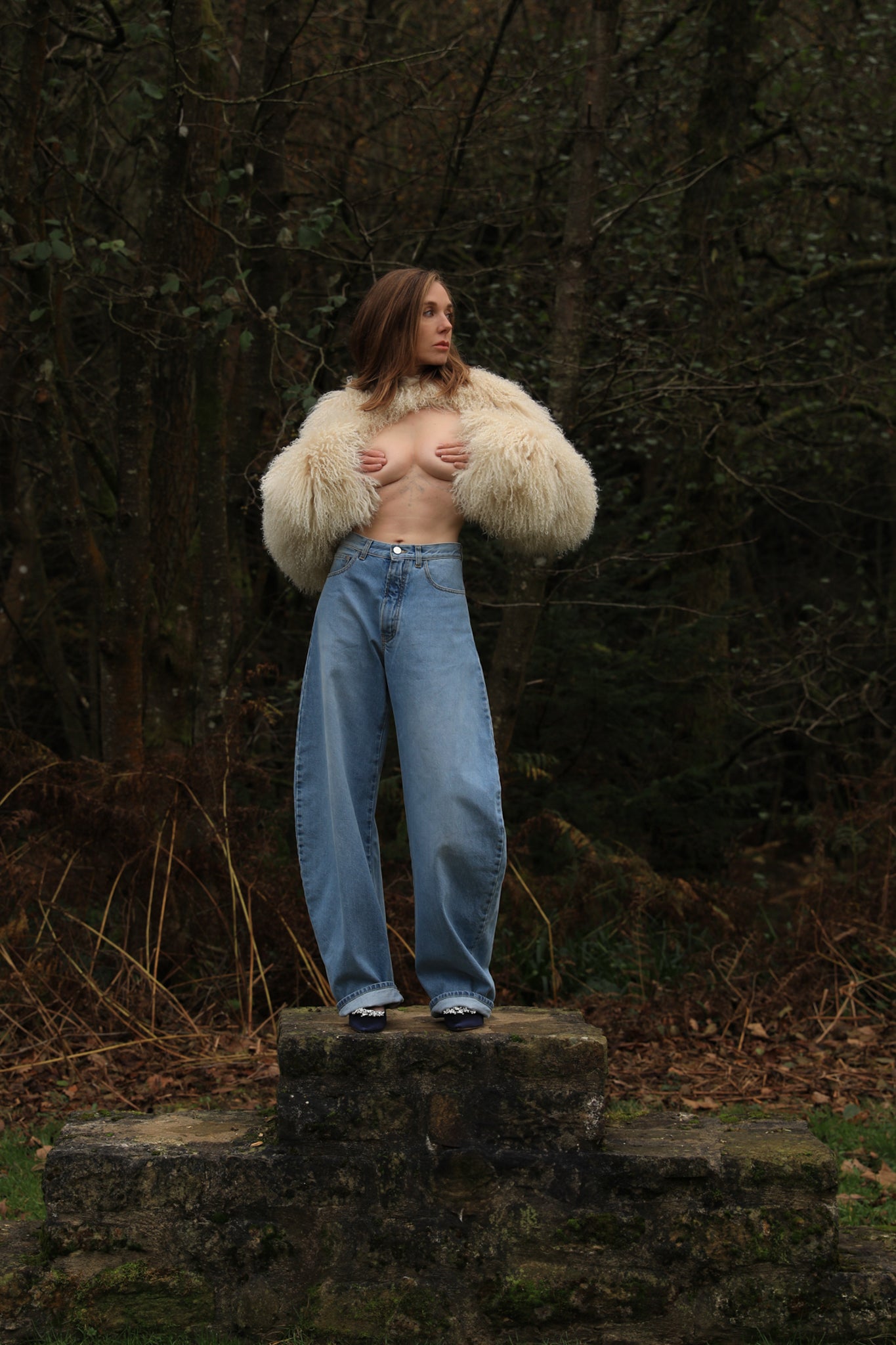 Rosa Shearling Sleeves in Ivory