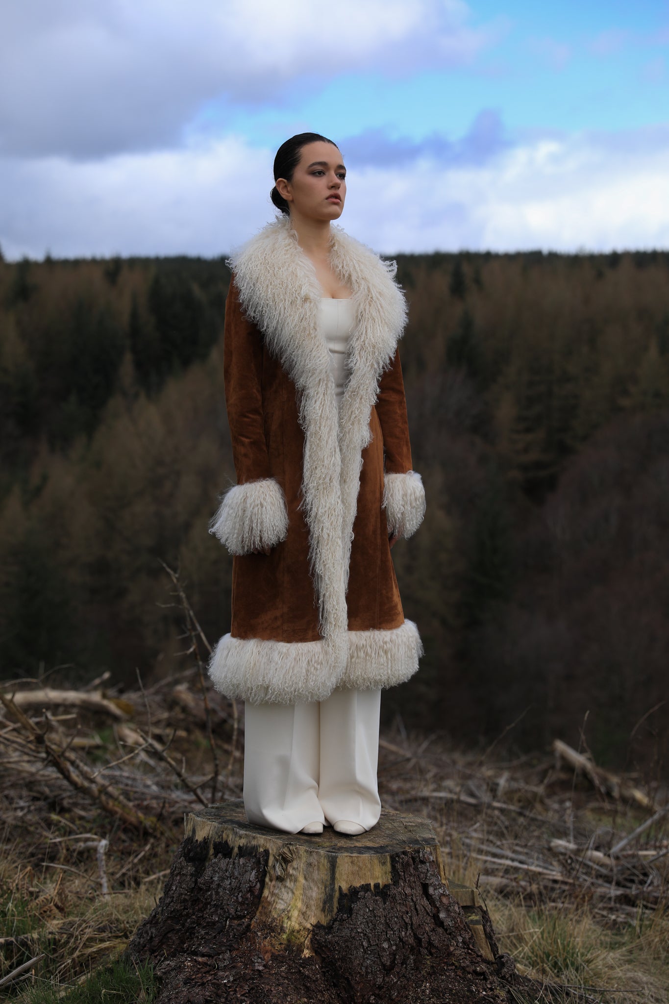 The Penny full-length Afghan coat with shearling and cupro lining by Josephine Jones